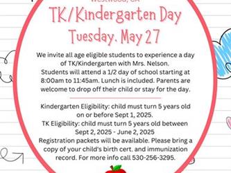 TK/Kindergarten Round Up Information Flier 